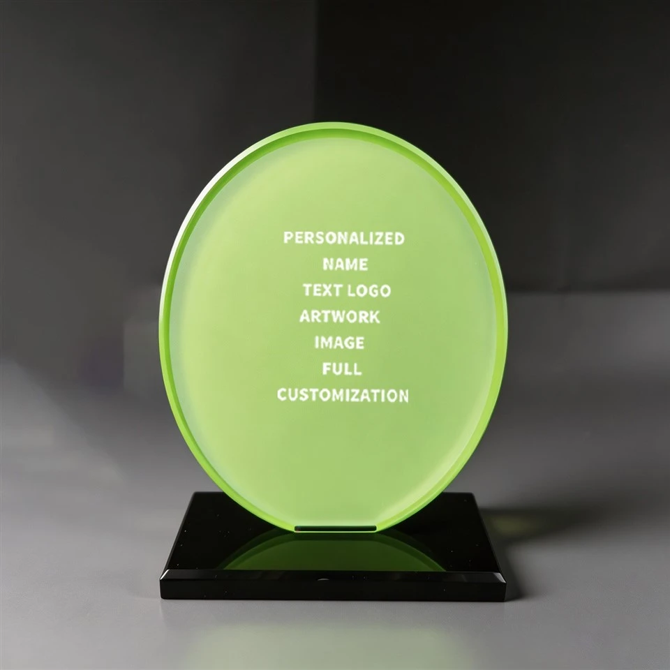Green Oval Frosted Crystal Award Plaque suppliers