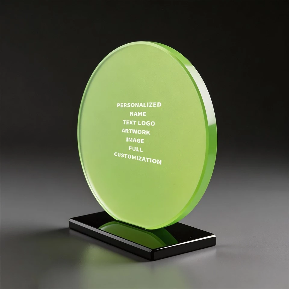 Green Oval Frosted Crystal Award Plaque best