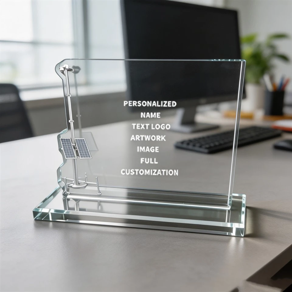 Plaque de reconnaissance en cristal pour réverbère solaire
