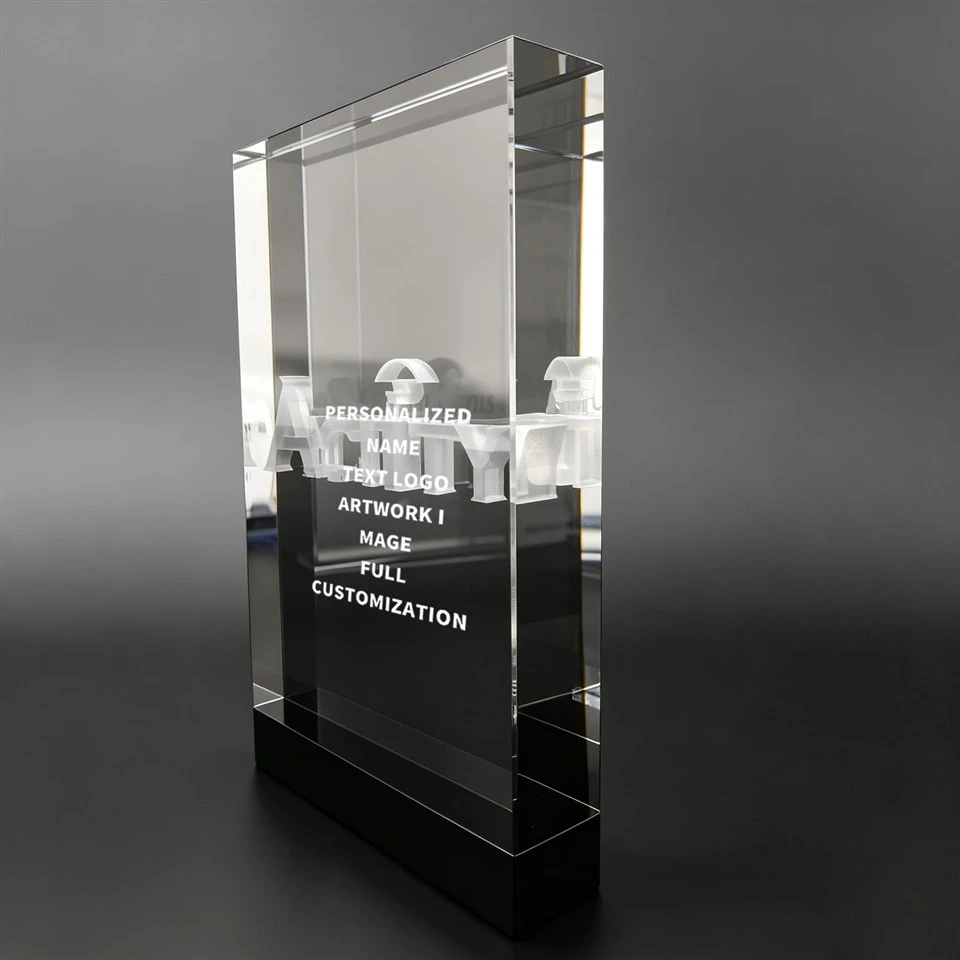 Vertical Rectangle Black Base Crystal Plaque factory